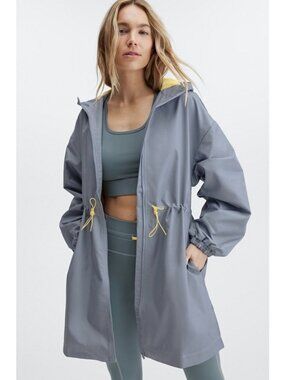 Fabletics Johanna Oversized Parka Gray Hooded Zip-Up Jacket, Size XS